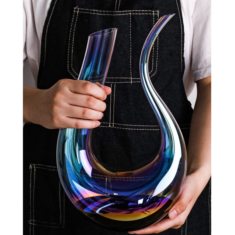 Santa Rosa Crystal Glass Wine Decanter side angle product view - OpalDwell