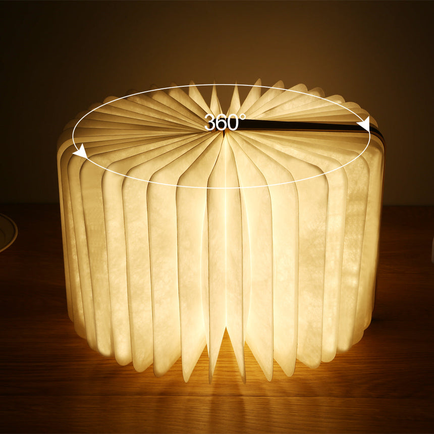 LumaLeaf foldable wood book light full view