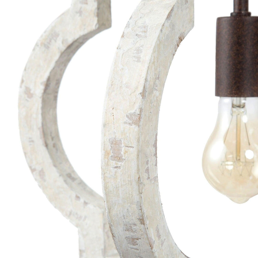 The curved wood staves beside the lamp holder and filament bulb