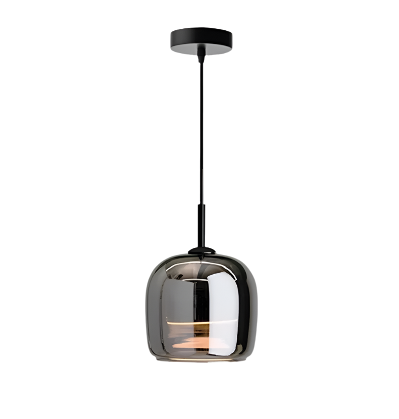 Black glass pendant light for hallway