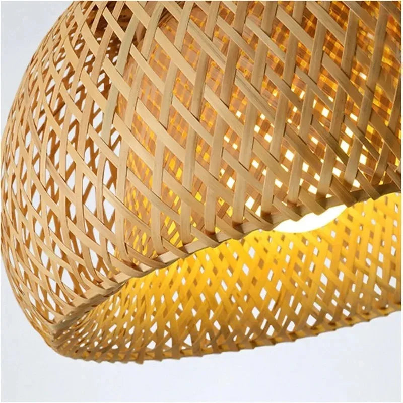 Close view of the bamboo ribs and the rattan weave between them