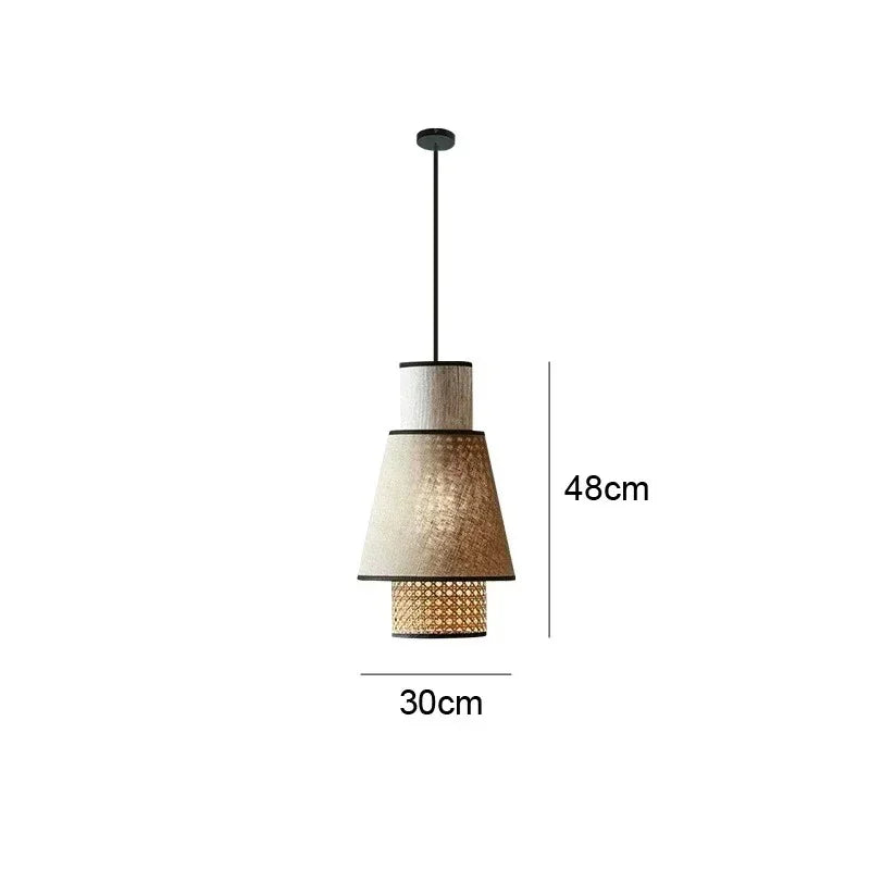 Dimension card for the 30 by 48 cm woven rattan shade