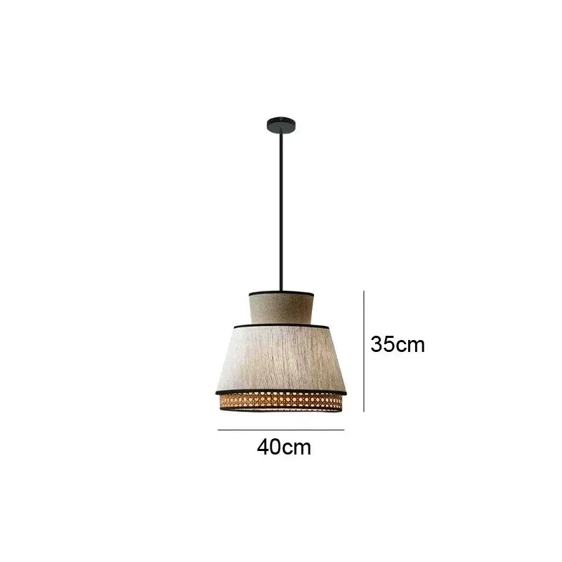 Dimension card for the 40 by 35 cm woven rattan shade