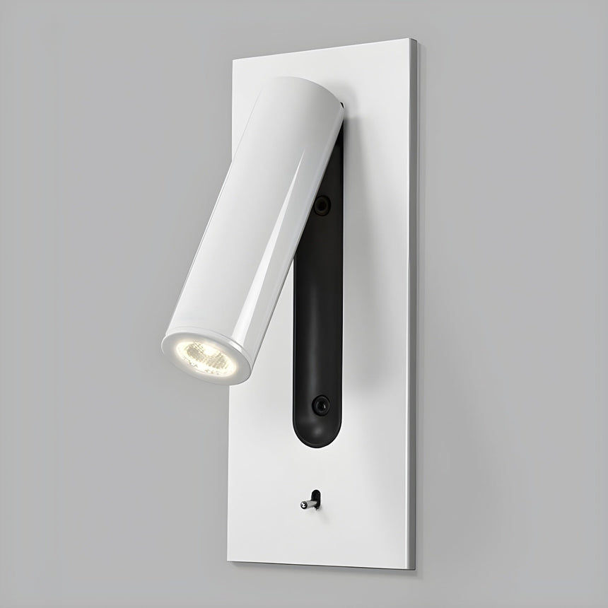 The white finish on a gray background, with its switch on the plate