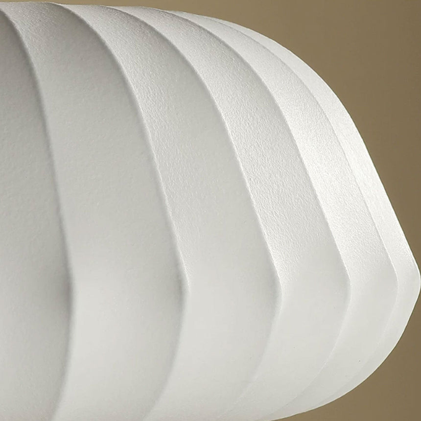 Close view of the ribs of the hand woven silk shade