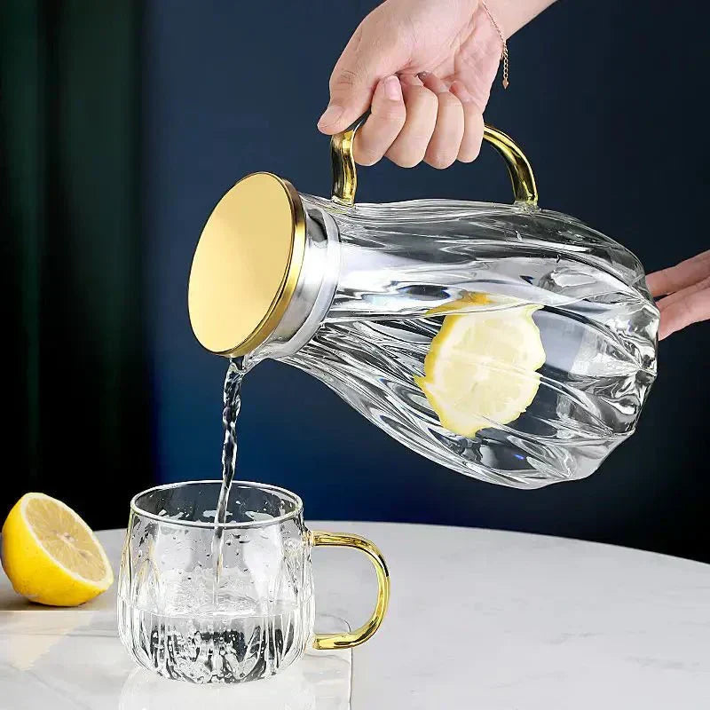 Glass Pitcher Set retro style home decor accent - OpalDwell