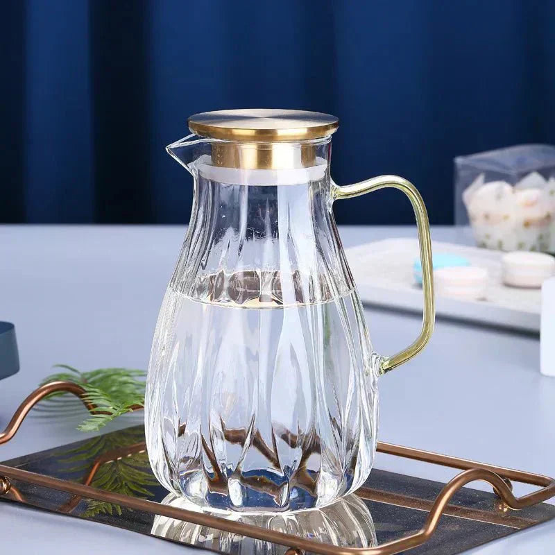 Glass Pitcher Set spout and handle detail - OpalDwell