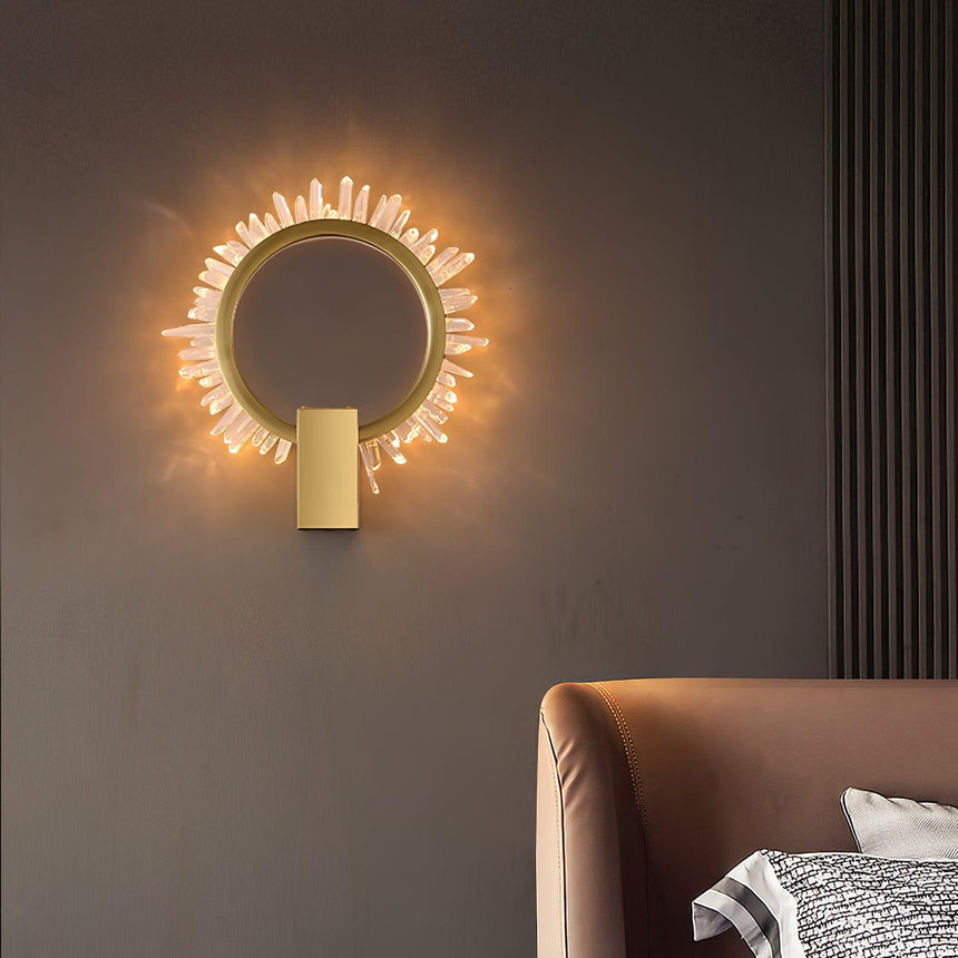 The ring glowing above the back of a leather armchair