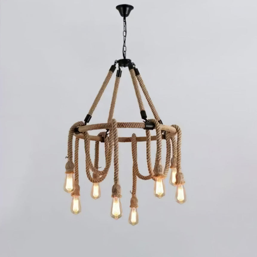 The compact crown seen in full on its chain in a plain room