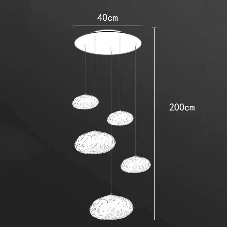 Five light version drawn with a 40 cm plate and a 200 cm drop marked