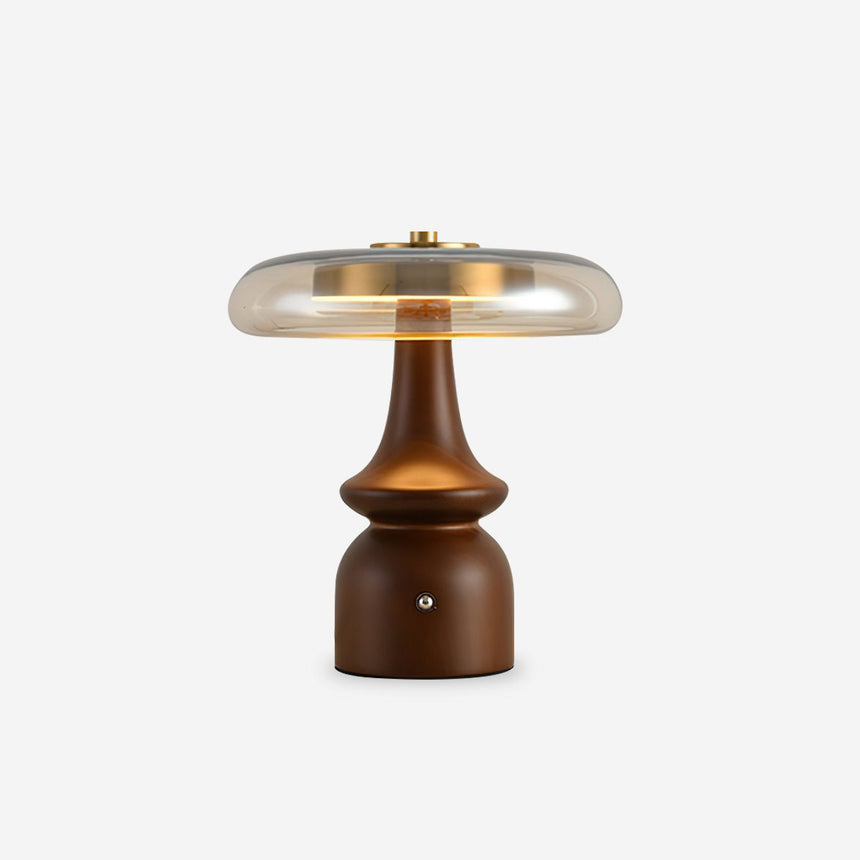 Full view of the side table lamp against a plain pale ground