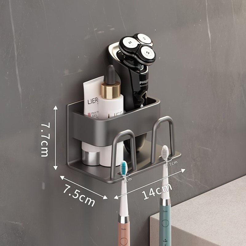 Sleek countertop organizer with compartments for bathroom items