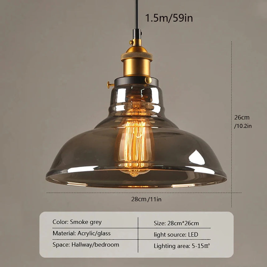 Industrial Glass Pendant Light Hanging Fixture