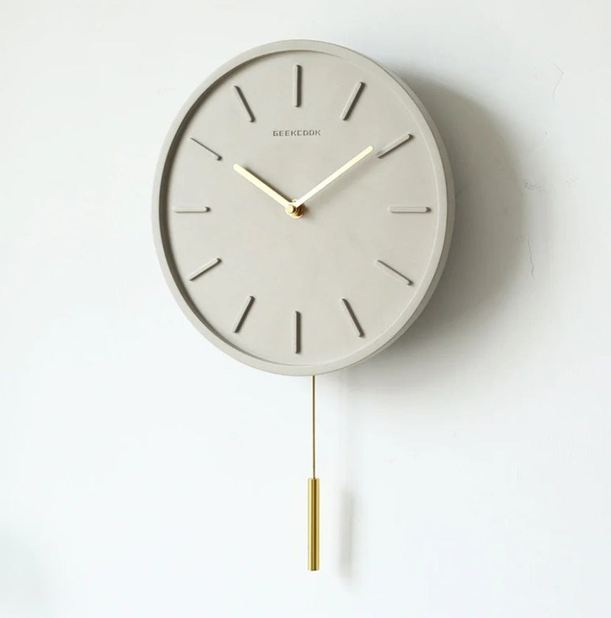 Fjordline Wall Clock – Cement and Metal Home Decor