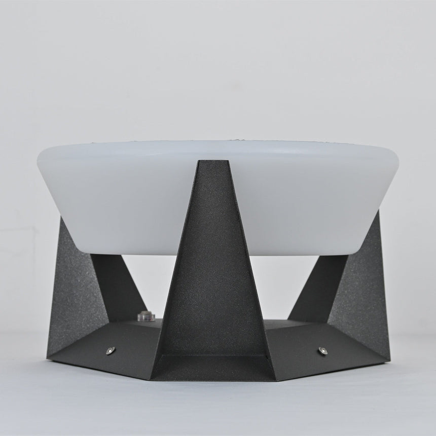 The dome and base seen three quarters on with the light spilling out