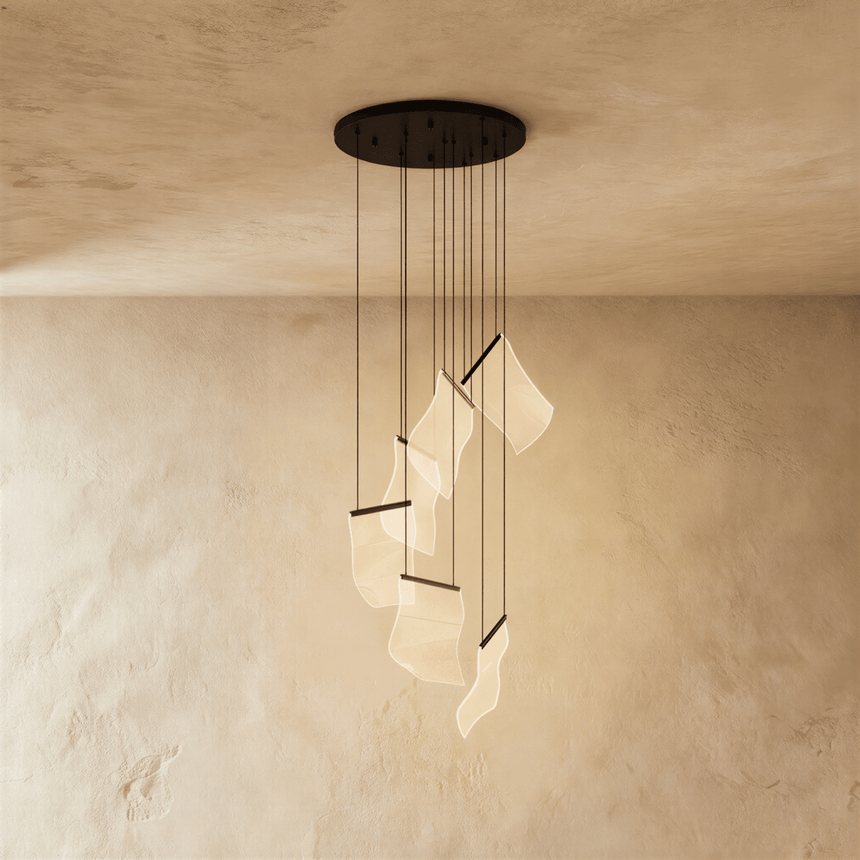 The shortest version in black, a handful of curved sheets lit near the canopy
