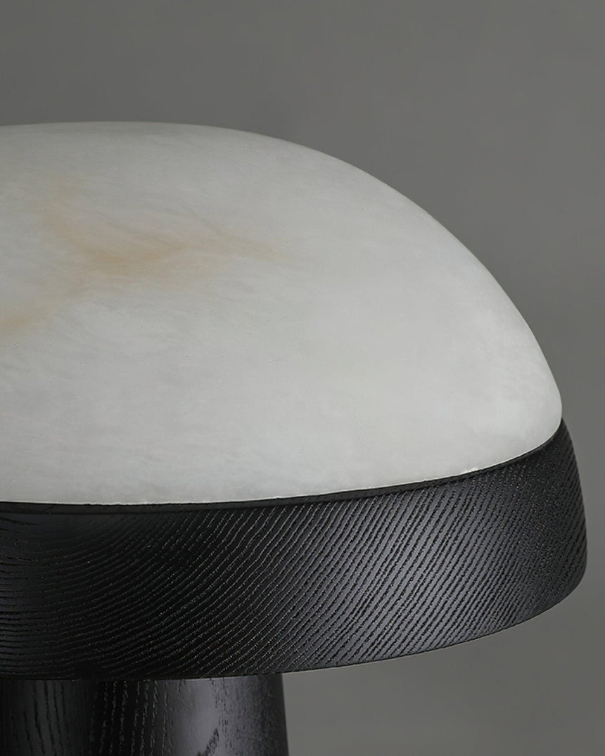 Close view of the translucent stone dome and its natural veining