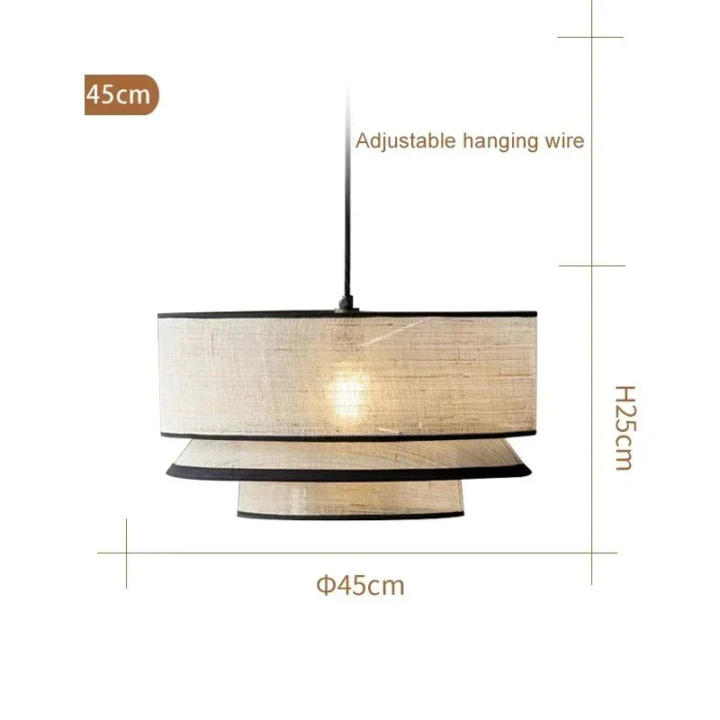 Dimension card for the 45 cm tiered drum pendant light on an adjustable wire
