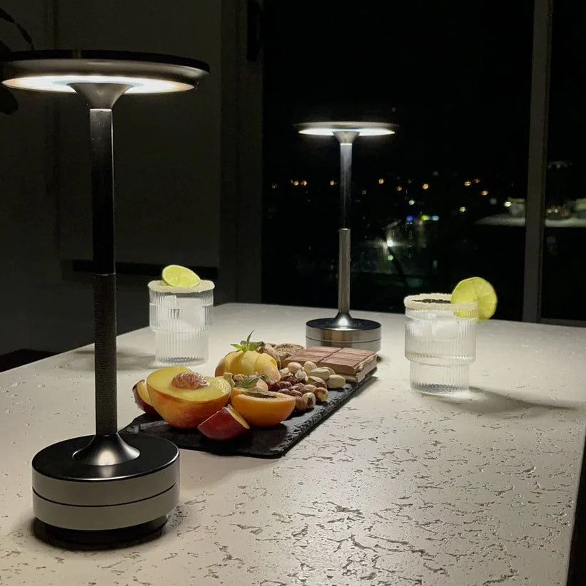 Modern metal table lamp with minimalist silhouette