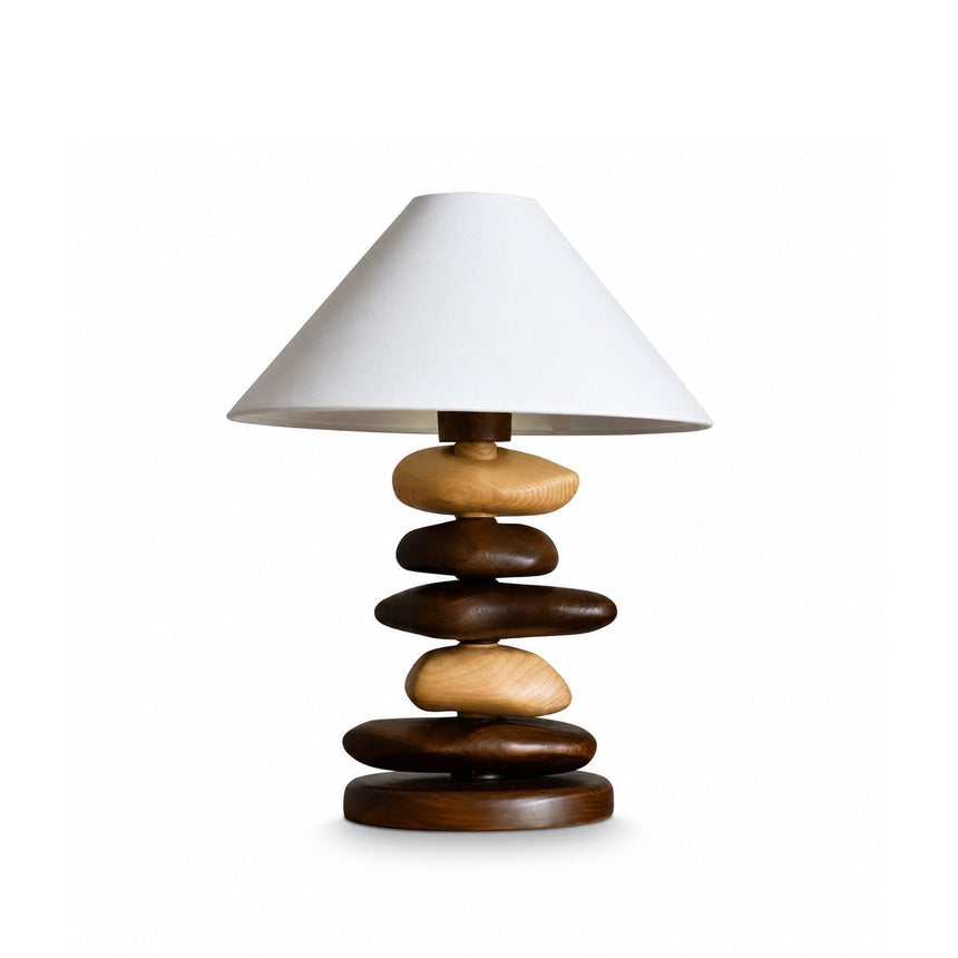 Unique table lamp with a light and dark mixed pebble stack, plain