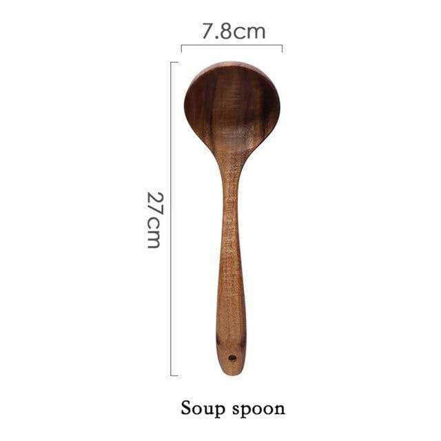 Teak utensils for delicate cookware protection