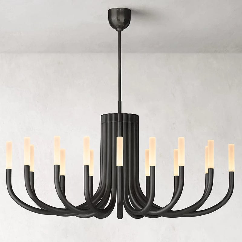 sleek metal profile chandelier for living spaces