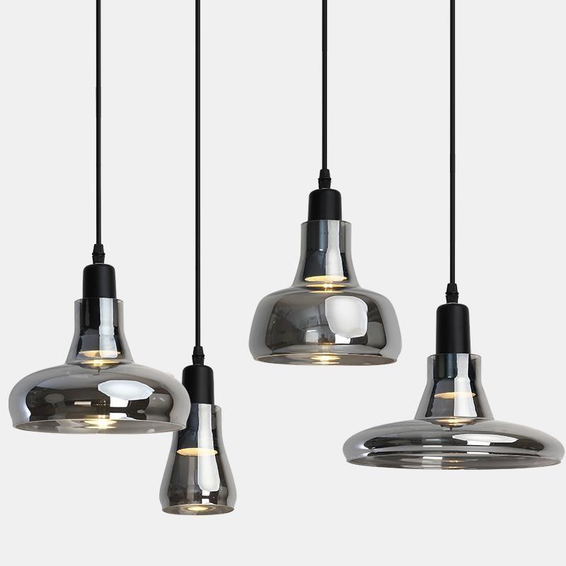 smoky gray glass pendant light for dining room decor
