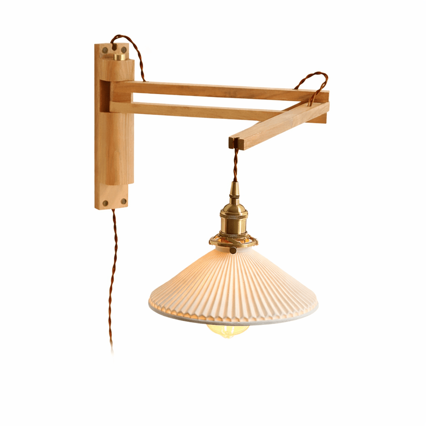 The folding arm in light wood on a white background
