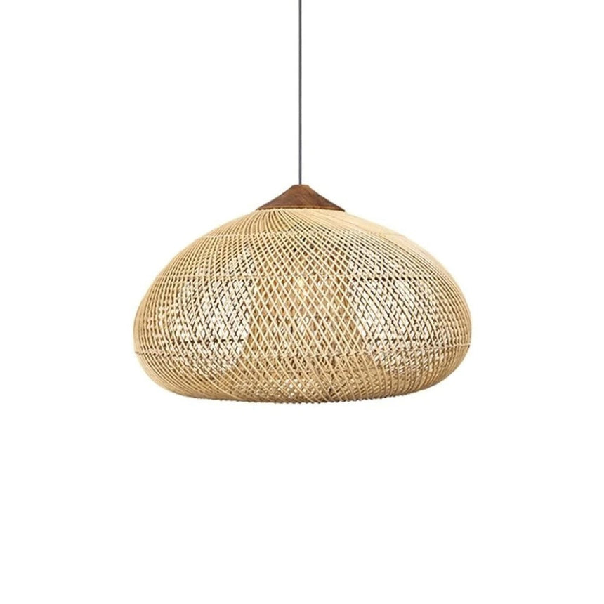 Natural wicker deep dome shade photographed against white