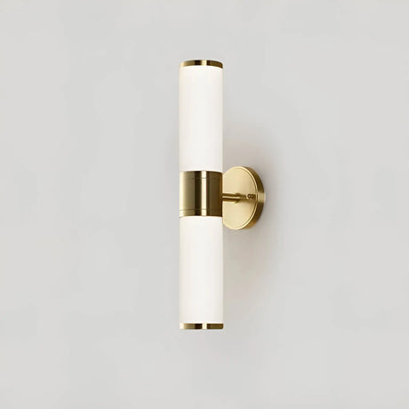 Marble wall sconce with soft LED ambient glow mounted on a neutral living room wall