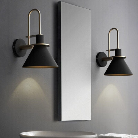 Loft style iron wall sconce LED with soft ambient glow for industrial bathroom and living room decor