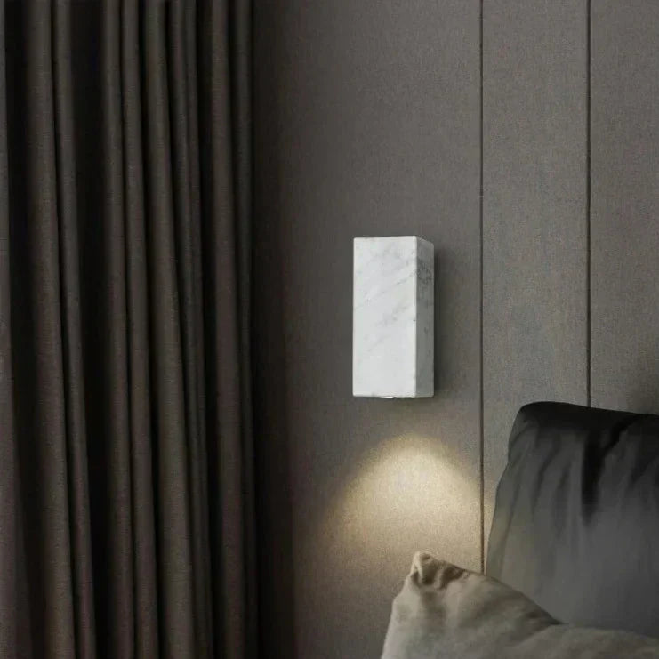 Stone and Metal Wall Sconce LED for Bedroom Ambient Glow
