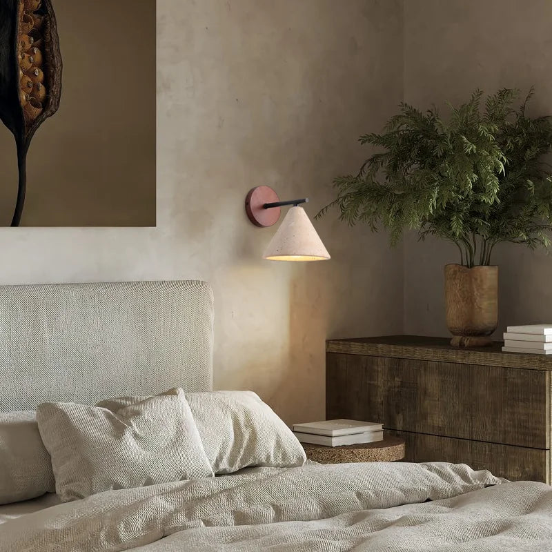 Travertine Wall Sconce LED Soft Ambient Glow for Bedroom