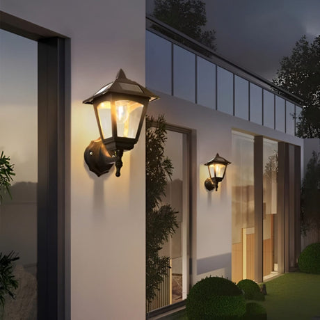 Solar glass wall sconce weatherproof stainless steel and glass design for outdoor entryways and garden pathways