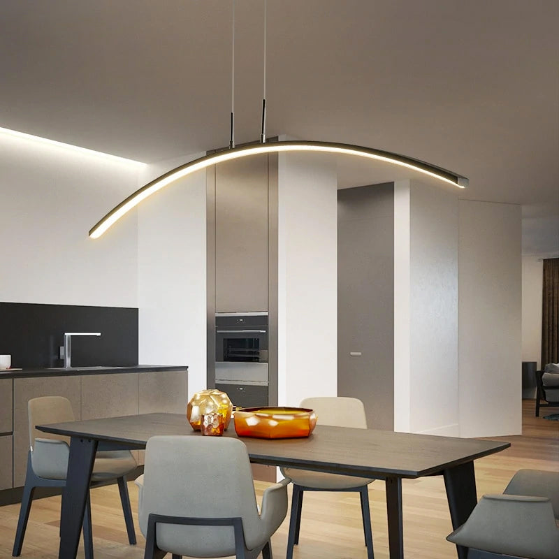 Curve pendant lamp with warm ambient LED glow