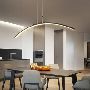 Curve pendant lamp with warm ambient LED glow