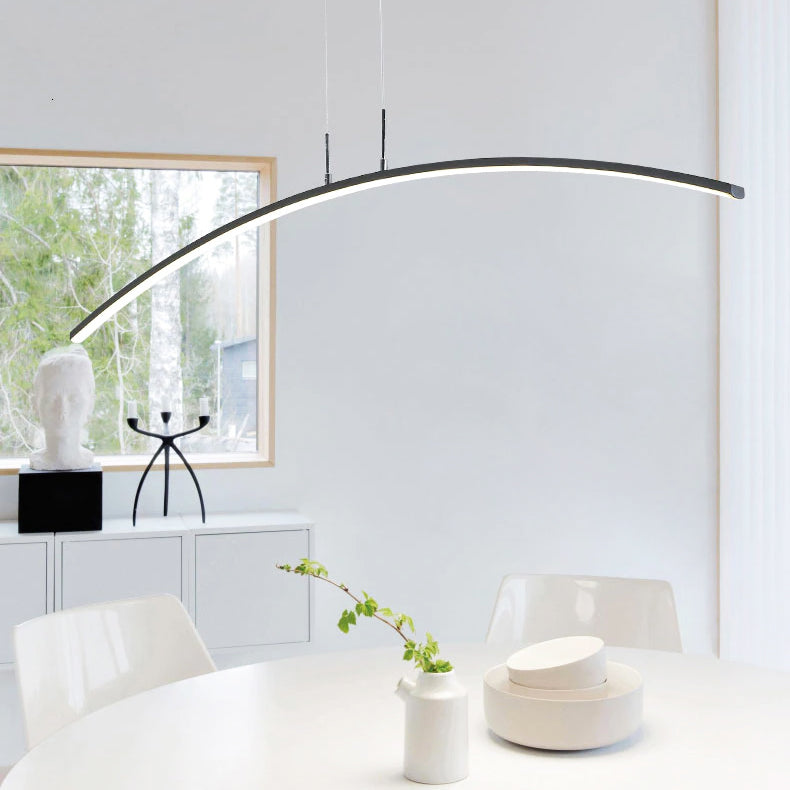 Contemporary curved pendant light for dining room