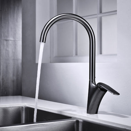 Brass ceramic kitchen mixer tap with swivel spout