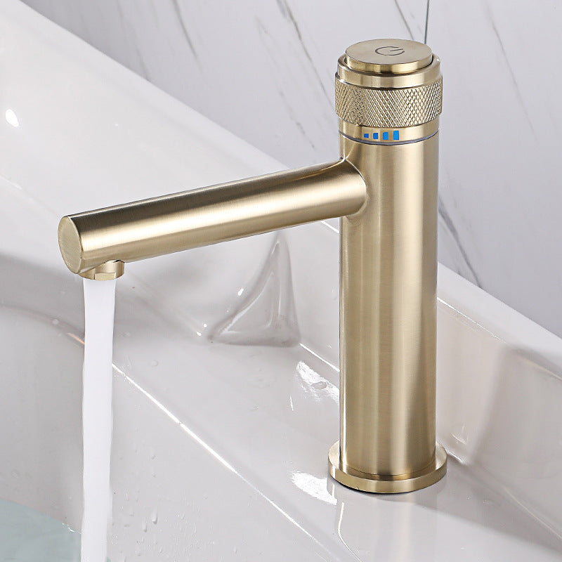 Single-handle bathroom mixer faucet with chrome finish spout