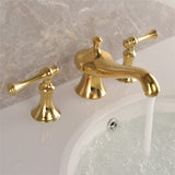 Widespread bathroom faucet with three-hole sink installation