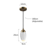 Copper crystal pendant light for kitchen and nursery