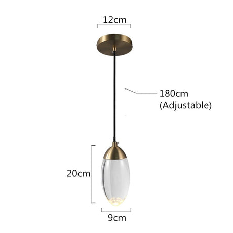 Copper crystal pendant light for kitchen and nursery