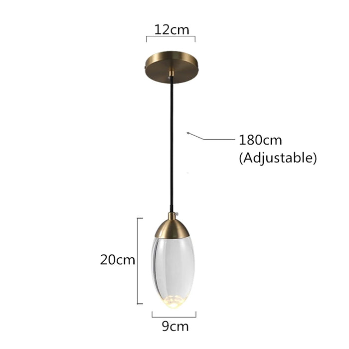 Copper crystal pendant light for kitchen and nursery