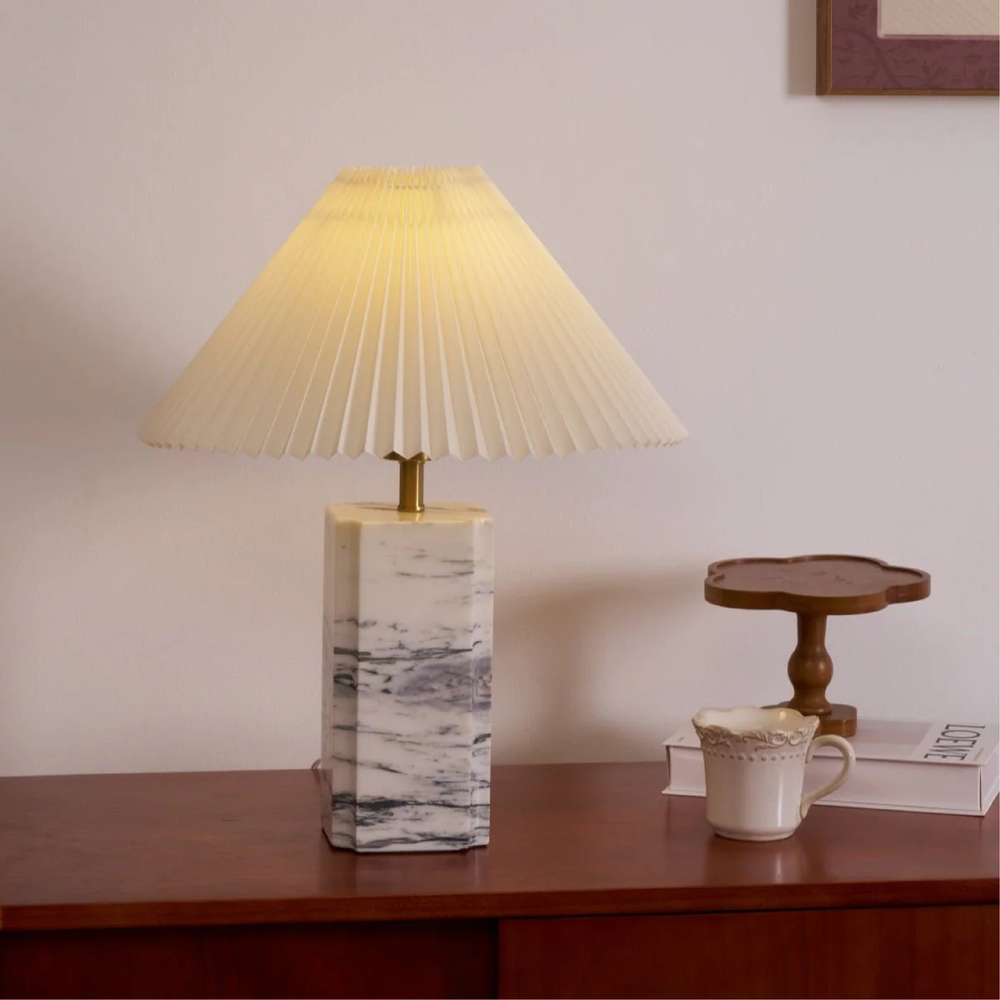 Marble Table Lamp LED Warm Ambient Glow for Living Room