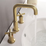Widespread waterfall faucet - brushed gold finish