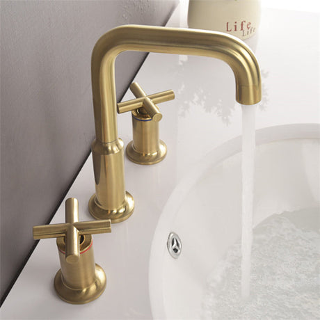 Widespread waterfall faucet - brushed gold finish