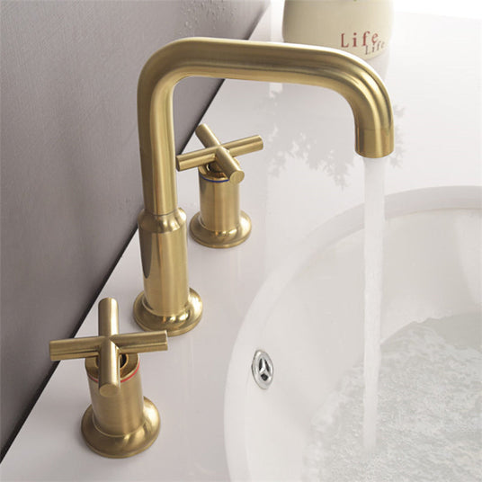 Widespread waterfall faucet - brushed gold finish