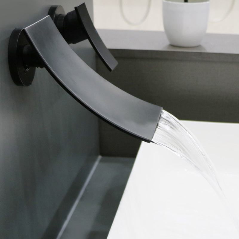 Wall mounted waterfall faucet with single lever handle