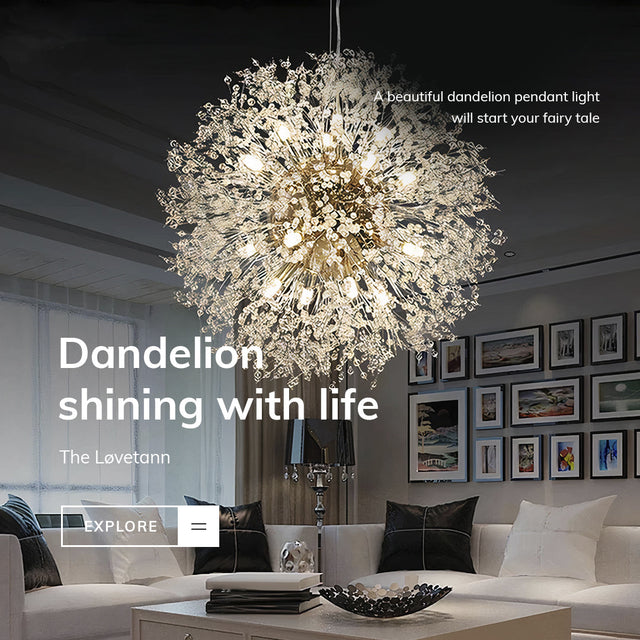 crystal ceiling light dandelion design for bedroom