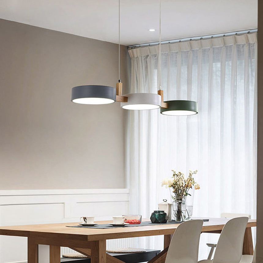 Nordic Ceiling Light Iron and Wood Detail